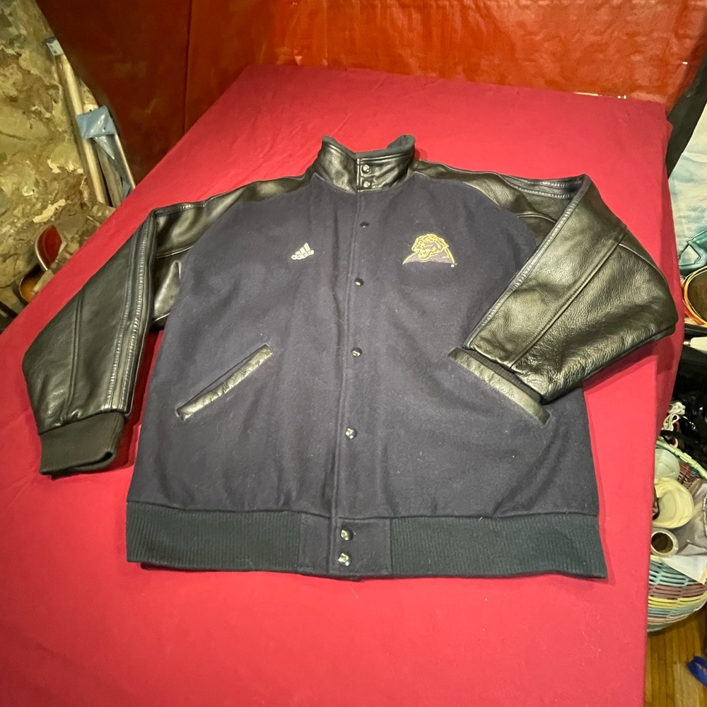 Adidas Men's University of Pitt Varsity Leather jacket